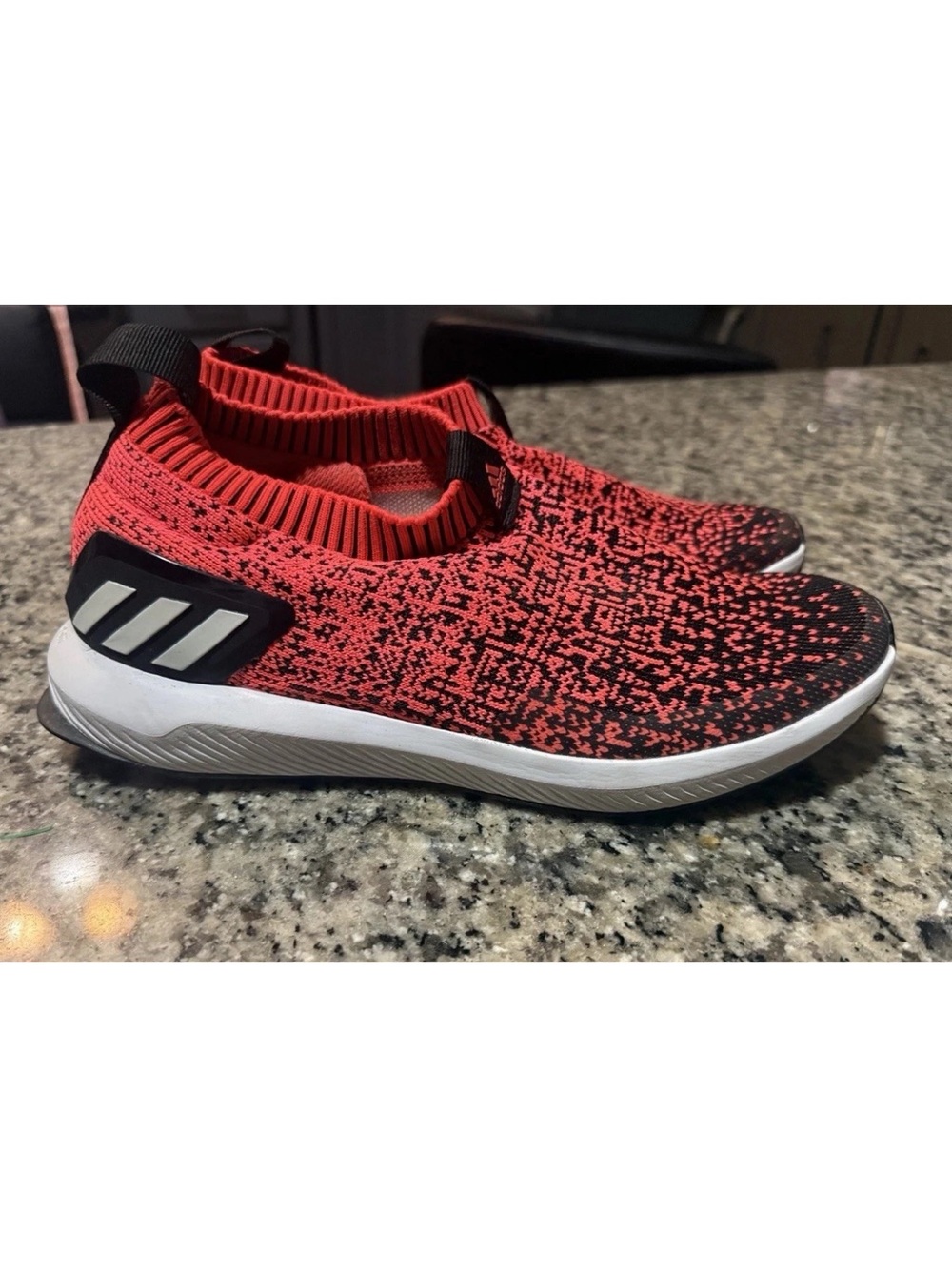 adidas Kids Red and Black Slip-On Knit Sneakers